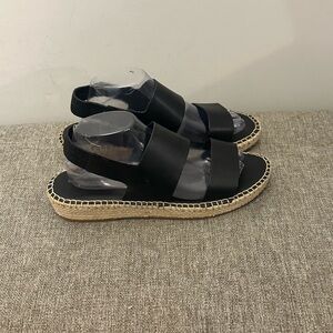 Cole Haan Women's Cloudfeel Black Leather Espadrille Sandals Size 9